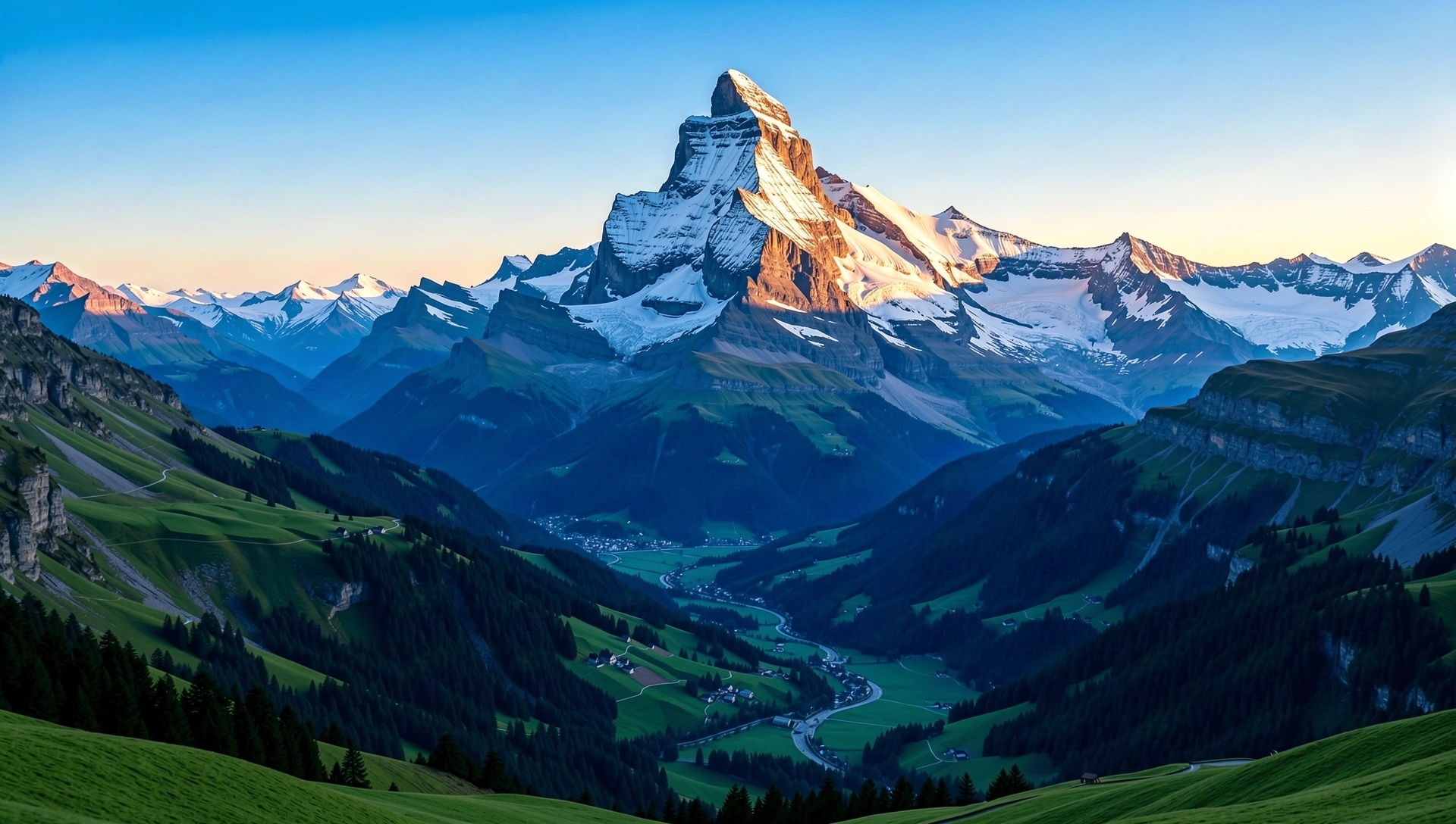 Alpiner Sonnenaufgang in den Schweizer Alpen