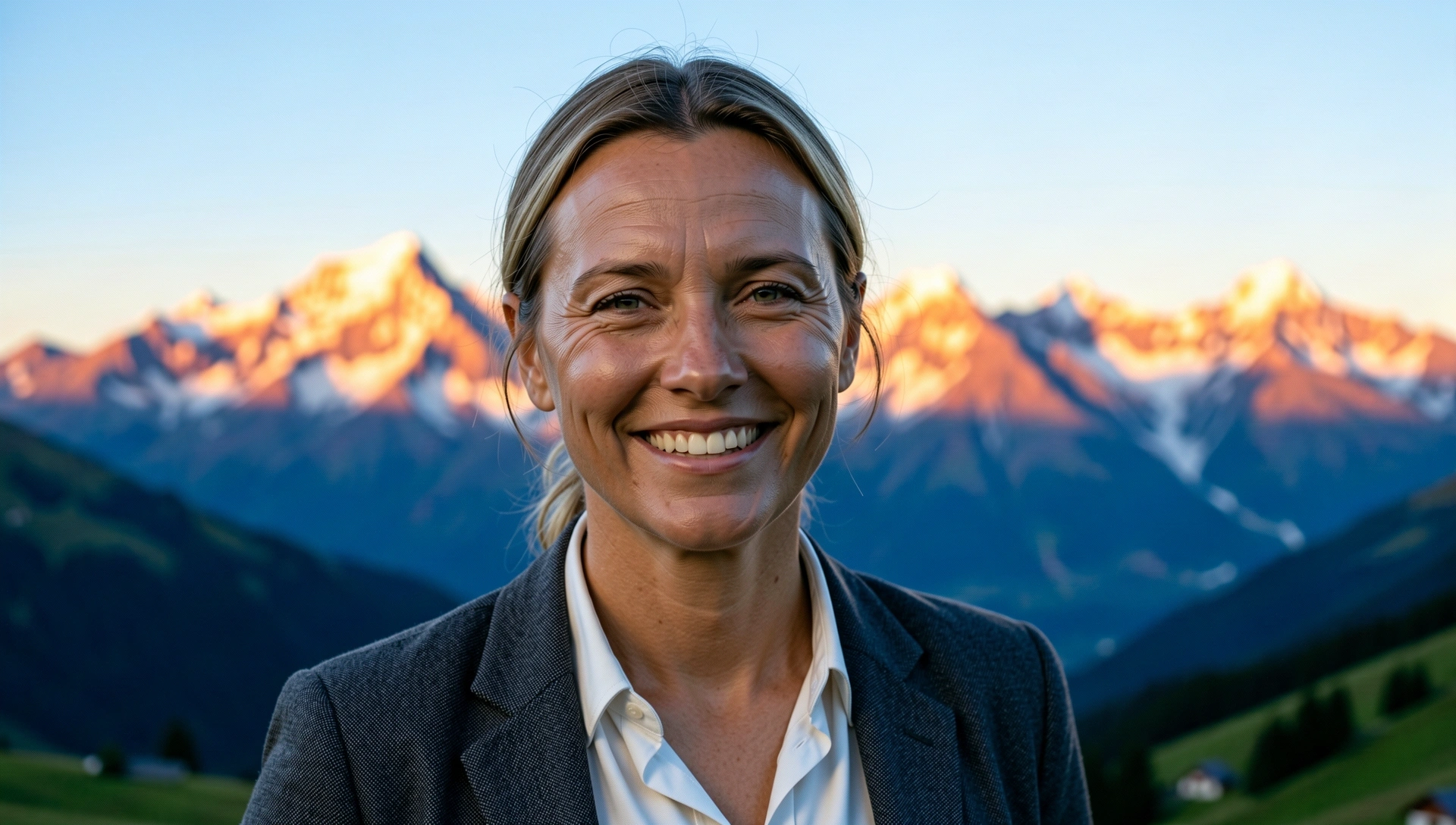 Schweizer Alpengipfel bei Sonnenaufgang